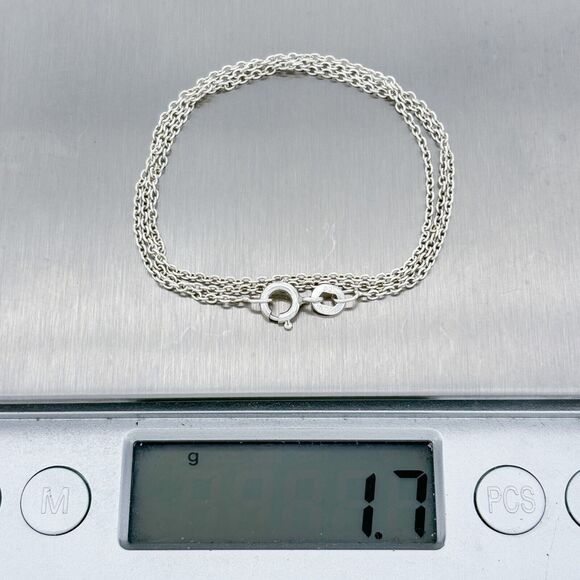 Sterling India Sterling Silver 925 1.2mm Cable Chain Necklace 15.75" - Picture 3 of 3